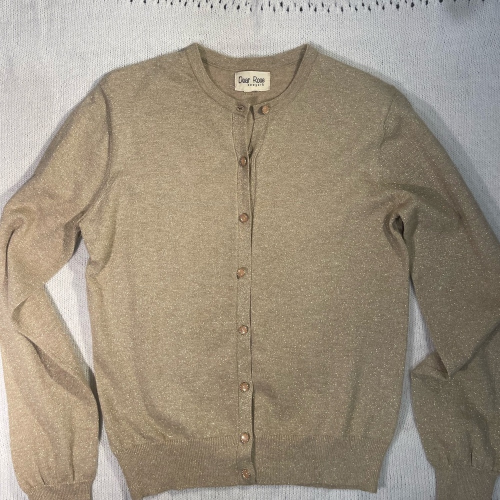 Dear Rose metallic cardigan glitter small button down sweater